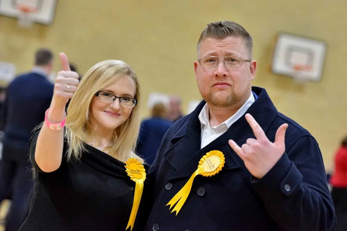 Thomas Janke and Shana Roberts at the General Election Count Telford